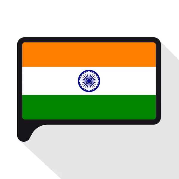 Řeč bublina vlajka Indie. Symbol den nezávislosti, suvenýr, tlačítko jazyk, ikona. — Stockový vektor