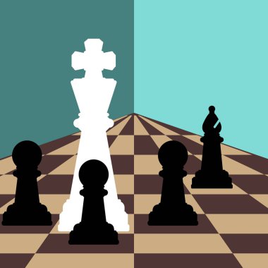 Satranç arka plan ile satranç tahtası, rakamlar oyunu. 
