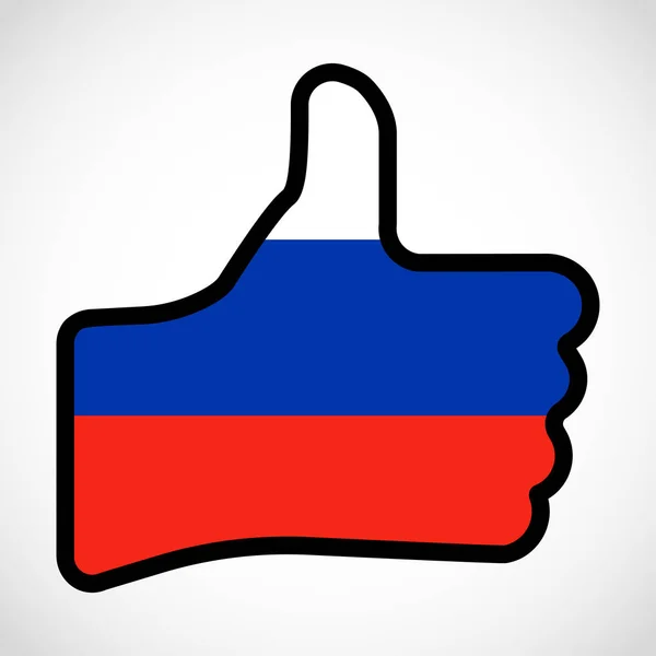 Флаг России в форме руки с большим пальцем вверх . — стоковый вектор
