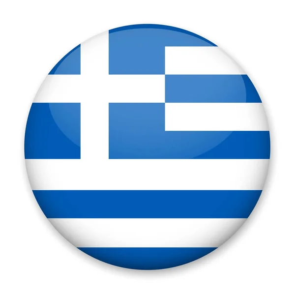 Drapeau Grèce Sous Forme Bouton Rond Avec Éclat Léger Une — Image vectorielle