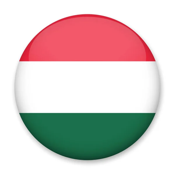 Flag of Hungary in the form of a round button with a light glare and a shadow. — Stock Vector