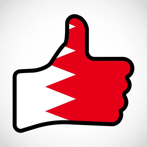 Bandera de Bahréin en forma de Mano con el pulgar hacia arriba, gesto de aprobación . — Archivo Imágenes Vectoriales