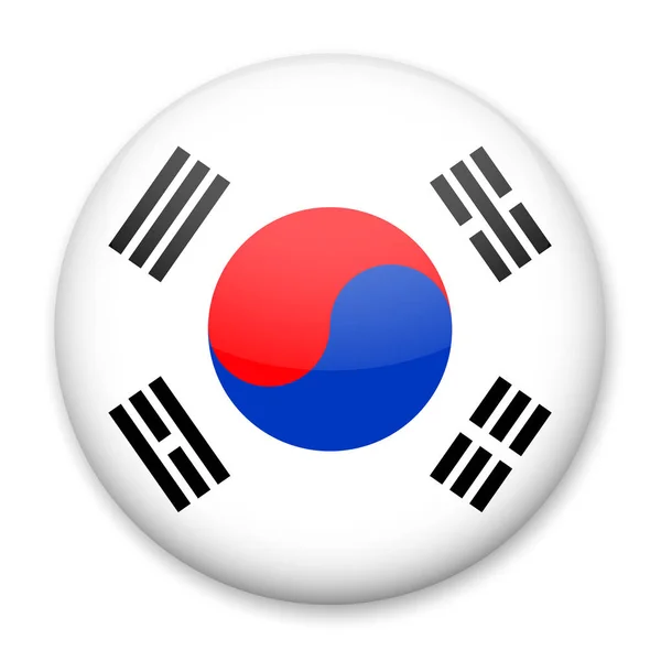 Egy kerek gomb, egy könnyű vakító fény és árnyék formájában Dél-Korea zászlaja. — Stock Vector
