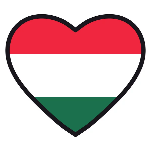 Flag of Hungary in the shape of Heart with contrasting contour. — Stock Vector