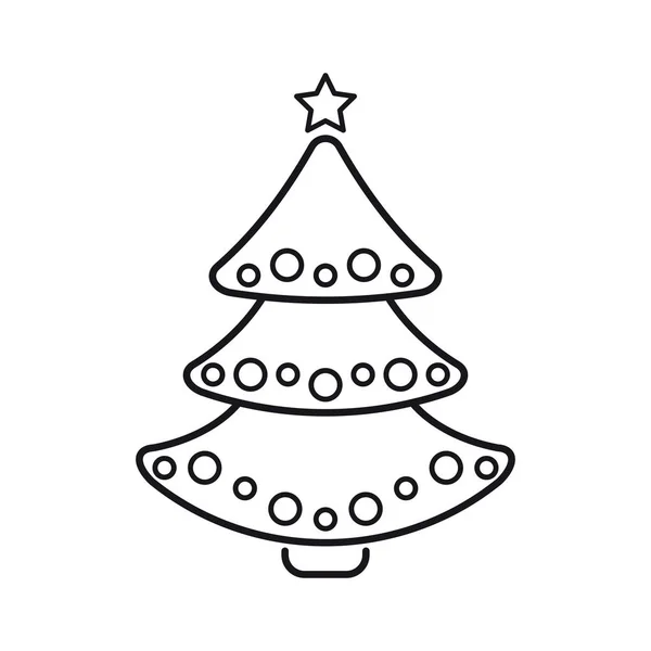 Albero di Natale, icona della linea vettoriale su sfondo bianco . — Vettoriale Stock