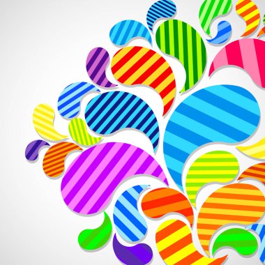 Hafif bir arka plan üzerinde renkli eğri damla sprey parlak çizgili.