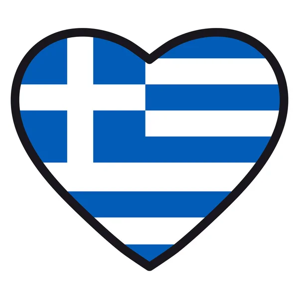 輪郭を対照的にハートの形でギリシャの旗. — ストックベクタ