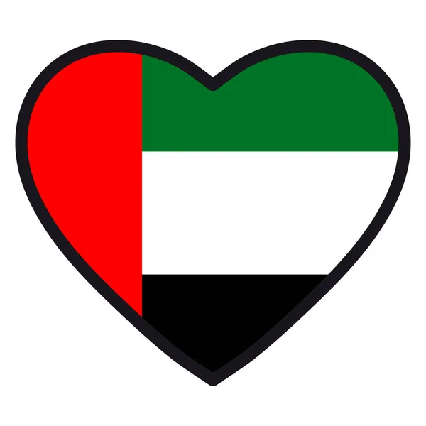 Birleşik Arap Emirlikleri bayrağı şeklinde dağılımı zıt ile kalp. — Stok Vektör