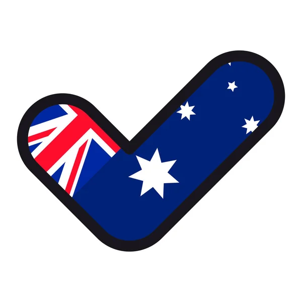 Bandera de Australia en forma de marca de verificación, aprobación de signo vectorial, símbolo de elecciones, votación . — Archivo Imágenes Vectoriales