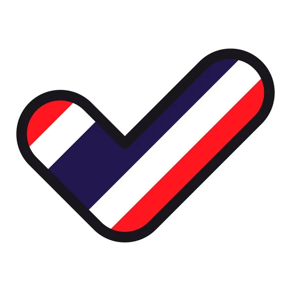 Bandeira da Tailândia em forma de marca de verificação, homologação de sinais vetoriais . — Vetor de Stock