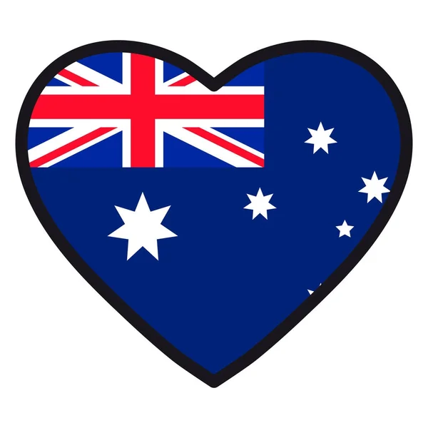 輪郭を対照的にハートの形でオーストラリアの旗. — ストックベクタ