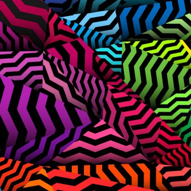 Chevron arka plan, sakinleştirmek gökkuşağı ve siyah desen.