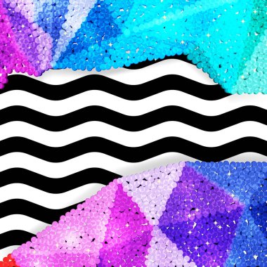 Glitter payet sınırında bir chevron arka plan, tatil celebrati