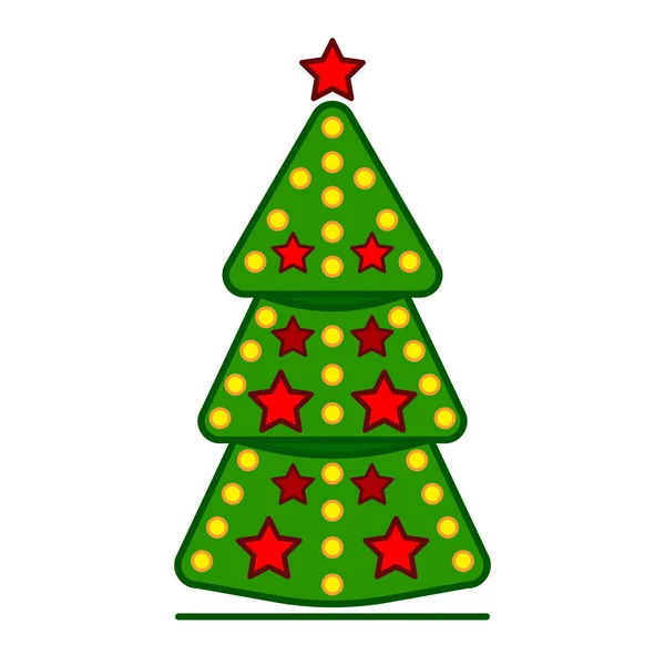 Christmas tree, vector line colorful icon on a white background. — Stock Vector