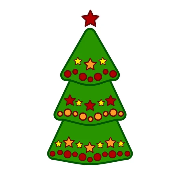 Christmas tree, vector line colorful icon on a white background. — Stock Vector