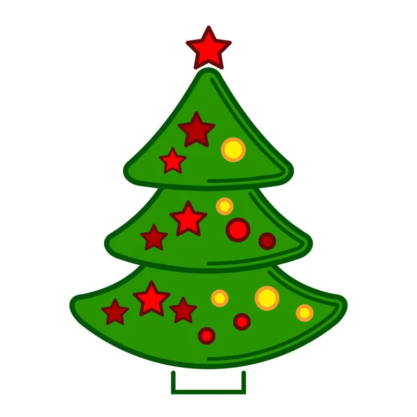 Christmas tree, vector line colorful icon on a white background. — Stock Vector