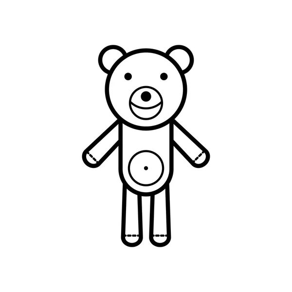 Urso de peluche. Ícone do bebê em um fundo branco, design de linha . — Vetor de Stock