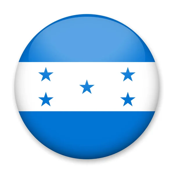 Drapeau du Honduras sous la forme d'un bouton rond avec un éclat léger et une ombre . — Image vectorielle