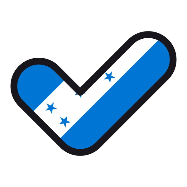 Honduraská vlajka ve tvaru zaškrtnutí, vektor znamení schválení, symbolem voleb, — Stockový vektor