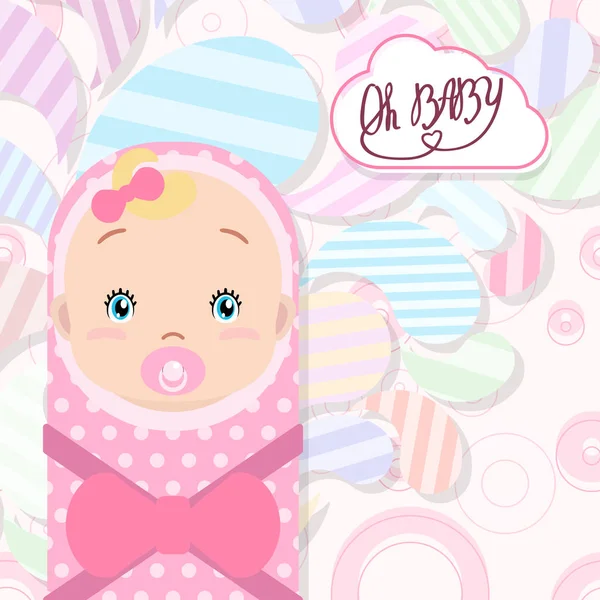 Baby shower, girl, cute background. — Stock Vector