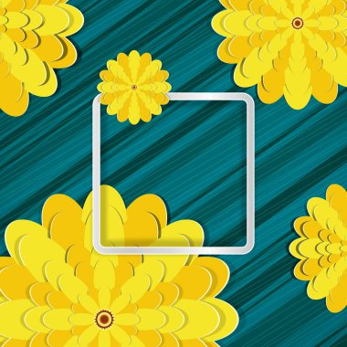 Bahar tebrik çiçek arka plan. Festival kağıt çiçekler bir meydanda çerçeve ışık. 