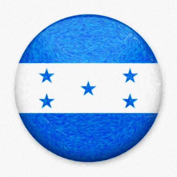 Bandera Acuarela de Honduras en forma de botón redondo con resplandor de luz y sombra . —  Fotos de Stock