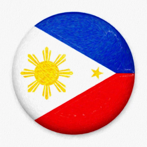 Aquarelle Drapeau des Philippines sous la forme d'un bouton rond avec un éclat léger et une ombre . — Photo