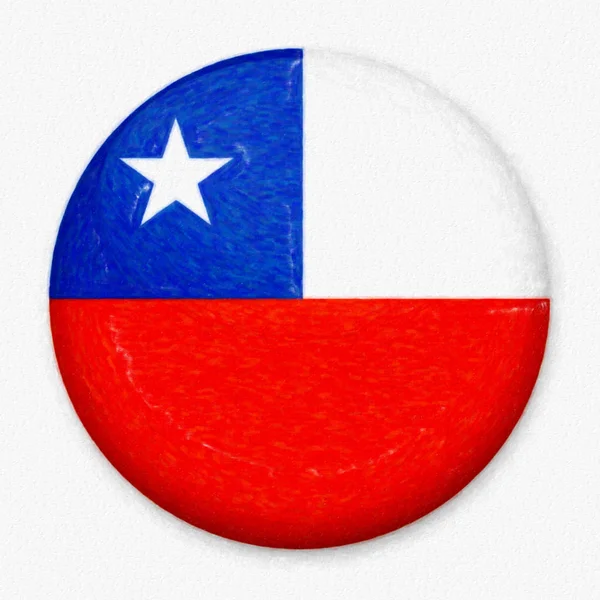 Akwarela flaga Chile w formie okrągły przycisk z odbicia światła i cienia. — Zdjęcie stockowe