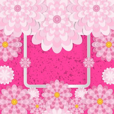 Bahar tebrik çiçek arka plan. Festival kağıt çiçekler bir meydanda çerçeve ışık.