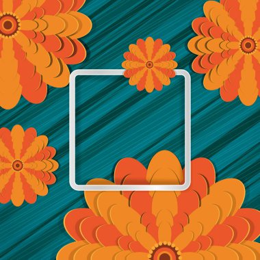 Bahar tebrik çiçek arka plan. Festival kağıt çiçekler bir meydanda çerçeve ışık.