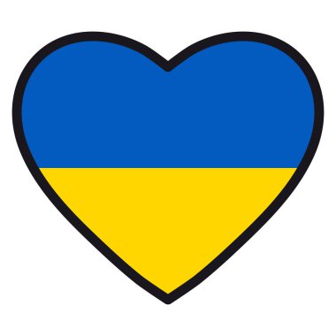 Ukrayna bayrağı zıt kontur, onun ülke, vatanseverlik, Bağımsızlık günü için simge için aşk sembolü ile kalp şeklinde.