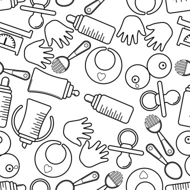 Şirin Bebek seamless modeli, izole hat sanat dekorasyon backgro