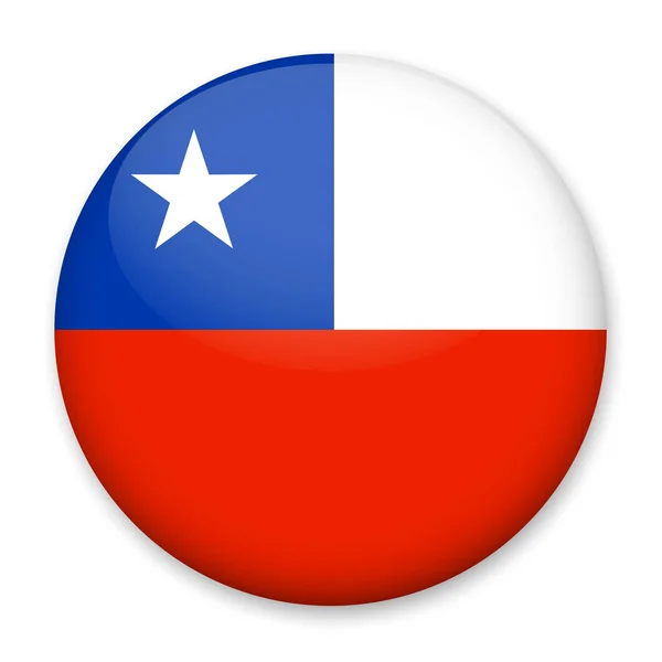 Flaga Chile w formie okrągły przycisk z odbicia światła i cienia. — Wektor stockowy