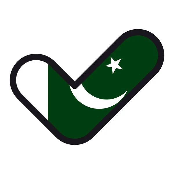Flagge Pakistans in Form von Häkchen, Vektor Zeichen Genehmigung, Symbol der Wahlen, Abstimmung. — Stockvektor