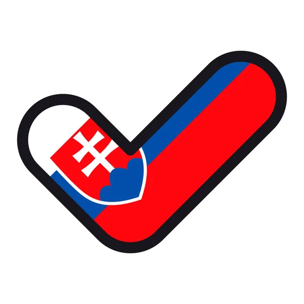 Bandiera della Slovacchia sotto forma di segno di spunta, approvazione del segno vettoriale, simbolo delle elezioni, voto . — Vettoriale Stock
