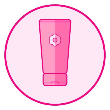 Krem. Pembe bebek simgesi beyaz bir arka planda satır sanat vektör tasarımı.