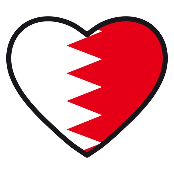 Bandera de Bahréin en forma de Corazón con contorno contrastante, símbolo de amor por su país, patriotismo, icono del Día de la Independencia . — Archivo Imágenes Vectoriales
