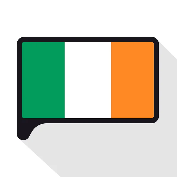 Řeč bublina vlajka Irska. Symbol den nezávislosti, suvenýr, tlačítko jazyk, ikona. — Stockový vektor