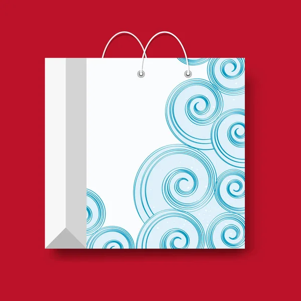 Shopping paper bag, vector shopping symbol isolated on a red background. — Stock Vector