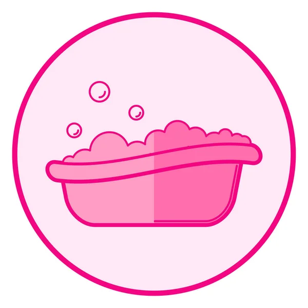 Bathtub. Pink baby icon on a white background, line art design. — Stock Vector