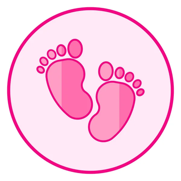 Footprint. Pink baby icon on a white background, line art design. — Stock Vector