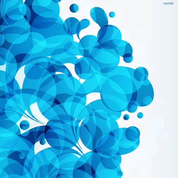 Stänk vatten droppar, blå bakgrund, vektor aqua design illustration — Stock vektor