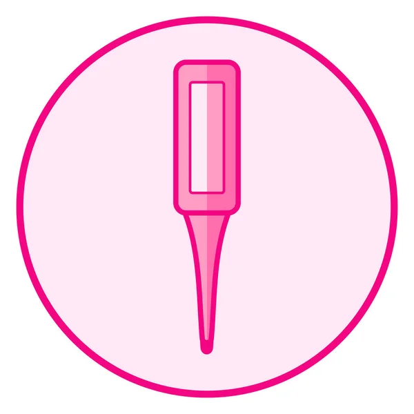 Termómetro. Icono de bebé rosa sobre un fondo blanco, diseño de arte de línea . — Vector de stock