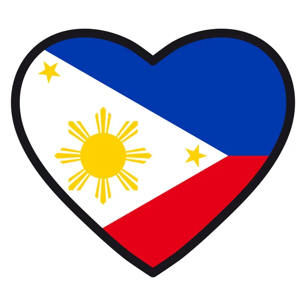 Bandiera delle Filippine a forma di Cuore con contorno contrastante — Vettoriale Stock