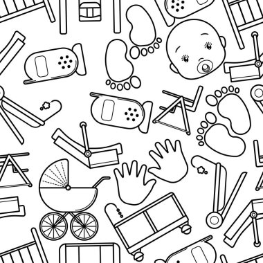 Şirin Bebek seamless modeli, arka plan izole hat sanat dekorasyon.