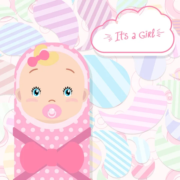 Baby girl, vector cute background. — Stock Vector