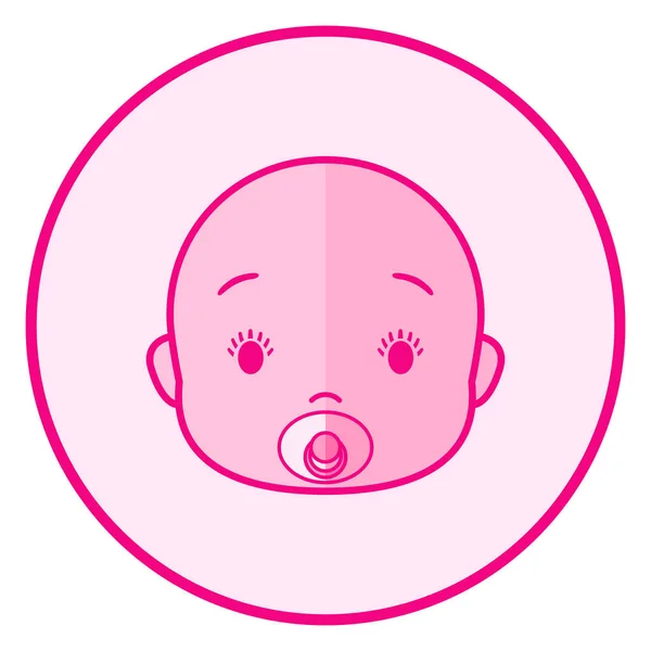 Face de bébé. Icône bébé rose sur fond blanc, design line art . — Image vectorielle