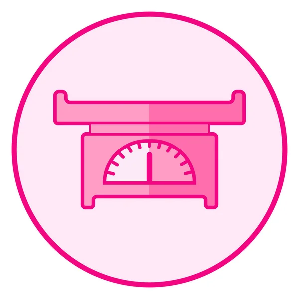 赤ちゃん体重計。ライン アートのデザインは、白地にピンクの赤ちゃんアイコン. — ストックベクタ