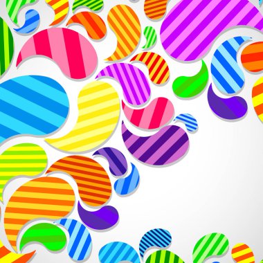 Hafif bir arka plan üzerinde renkli eğri damla sprey parlak çizgili