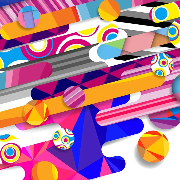 Futuristische vector abstracte achtergrond gemaakt van afgeronde vormen, strepen, lijnen en cirkels met mode patronen. — Stockvector